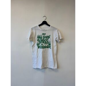 Vintage Wimbledon Slazenger Shirt Mens Small White Tennis Graphic Promo 70s